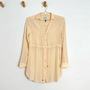 Anthropologie HD in Paris Peach Tie Waist Summer Carmina V-Neck Tunic Top XS